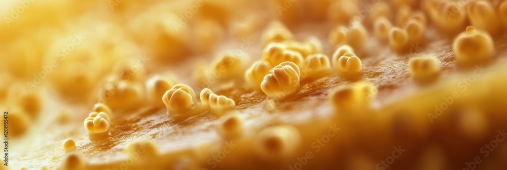 Aufkleber close up view of bacteria colonies thriving on bread or cheese in a warm kitchen environment. genera