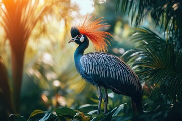 Obraz premium Majestic Bird with Vibrant Plumage in Lush Setting