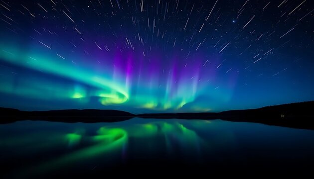 Stunning Aurora Borealis Lake Reflection Night Photography