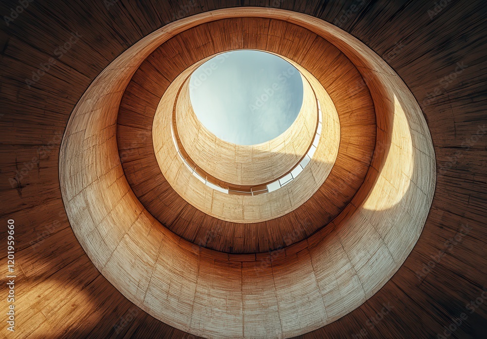 Poster A Stunning Architectural Shot of Circular Concrete Formations Capturing the Beauty of Light and Space in Modern Design from an Unique Perspective