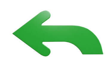 Curved Green Arrow Icon Pointing Left on White Background