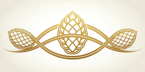 An abstract design featuring intertwining lines that resemble hops, yeast, or other brewing elements to create a beer vector, fermenting, processing, brewer, grains, beer making