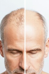 Fototapeta premium Transition from fullness to baldness in a striking representation of hair loss progression