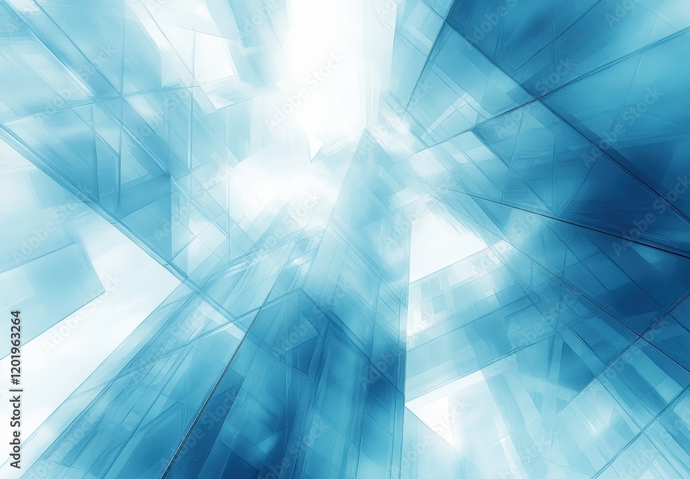 Aufkleber abstract blue glass structure representing modern architecture and light reflection with a tranquil 