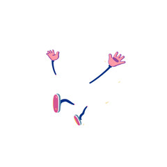 Fototapeta premium Leaping in the air: A cartoon character of a body with arms and legs, in motion, ready for activity, celebrating