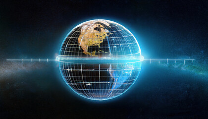 Naklejka premium Studying the gravitational force grid of the globe and its interaction with laws of motion