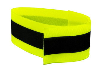 Reflective armband on white background. Pedestrian protection