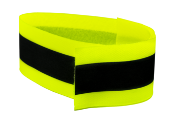 Reflective armband on white background. Pedestrian protection