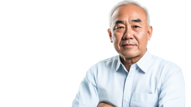 A serious elderly man poses confidently with arms crossed. His thoughtful expression reflects wisdom and experience, perfect for various professional contexts. - Powered by Adobe