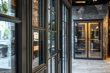 Dark Glass Doors Interior Architectural Detail