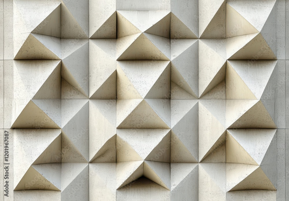 Poster abstract geometric pattern of three-dimensional triangular shapes creating a textured wall design wi