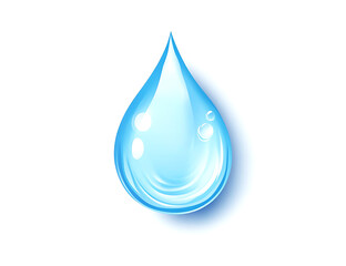 Translucent Blue Water Droplet 3D Render: Glossy Teardrop Icon with Minimalistic Aqua Design for Purity and Hydration Concepts