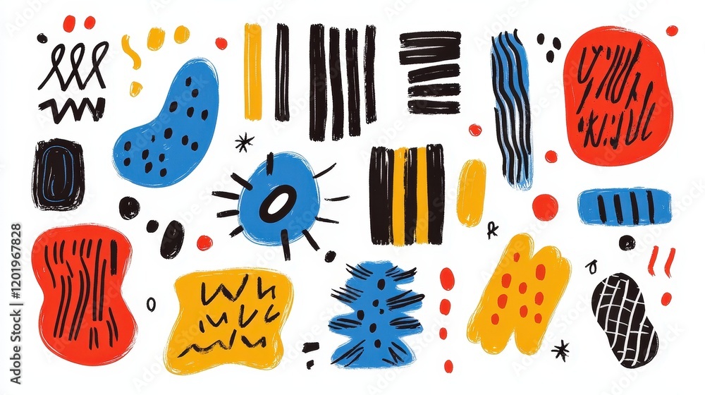 Poster vibrant abstract shapes and patterns: a colorful collection of artistic designs for modern decor and