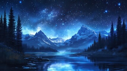 Illustration of Boreal Constellations in blue -