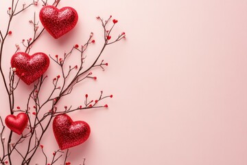 Vibrant Heart-Themed Background with Sparkling Hearts