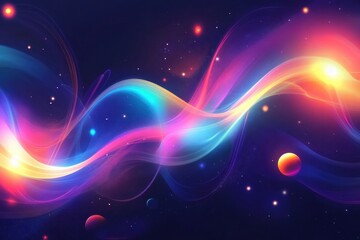 Obraz premium Colorful galaxy swirling with vibrant nebula and glowing planets in a cosmic dance of light and energy. Generative AI