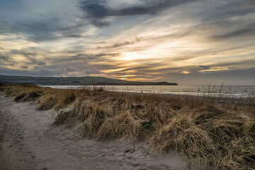 Winter sunset Ayr beach