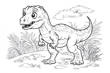 Charming Cartoon Dinosaur Outline for Coloring Fun