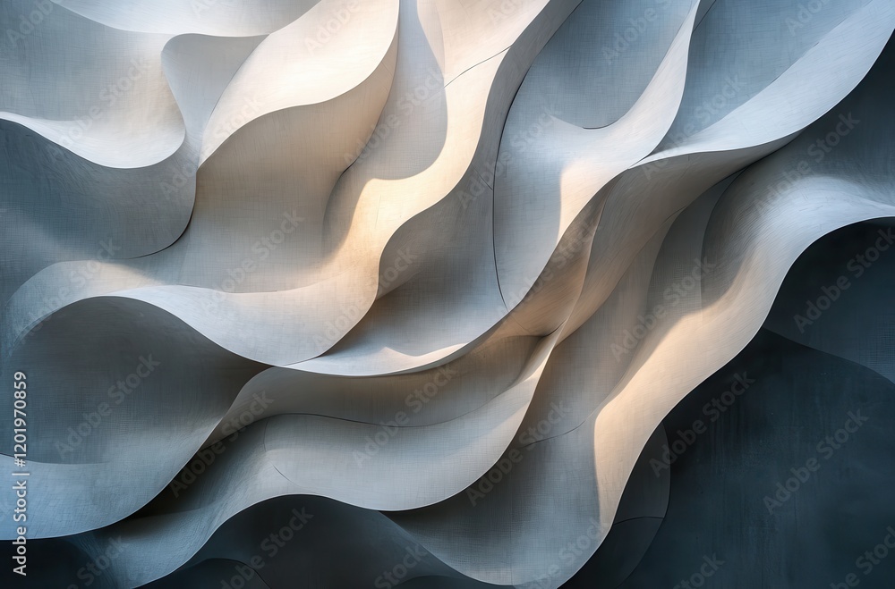 Aufkleber abstract wave pattern with soft curves and gentle light on modern textured surface, ideal for backgr