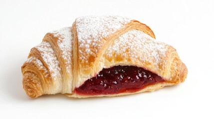 Croissant Filled with Raspberry Jam and Powdered Sugar