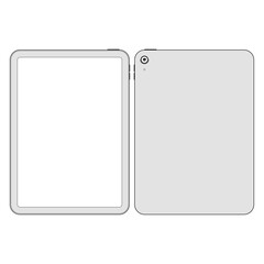 outline - ipad / tablet. Screen ipad and back side ipad. Vector illustration