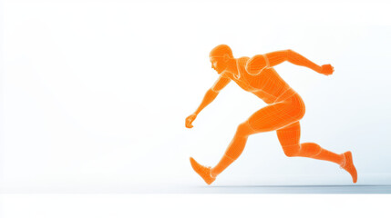 Obraz premium stylized orange figure sprinting in dynamic pose, showcasing athleticism and speed