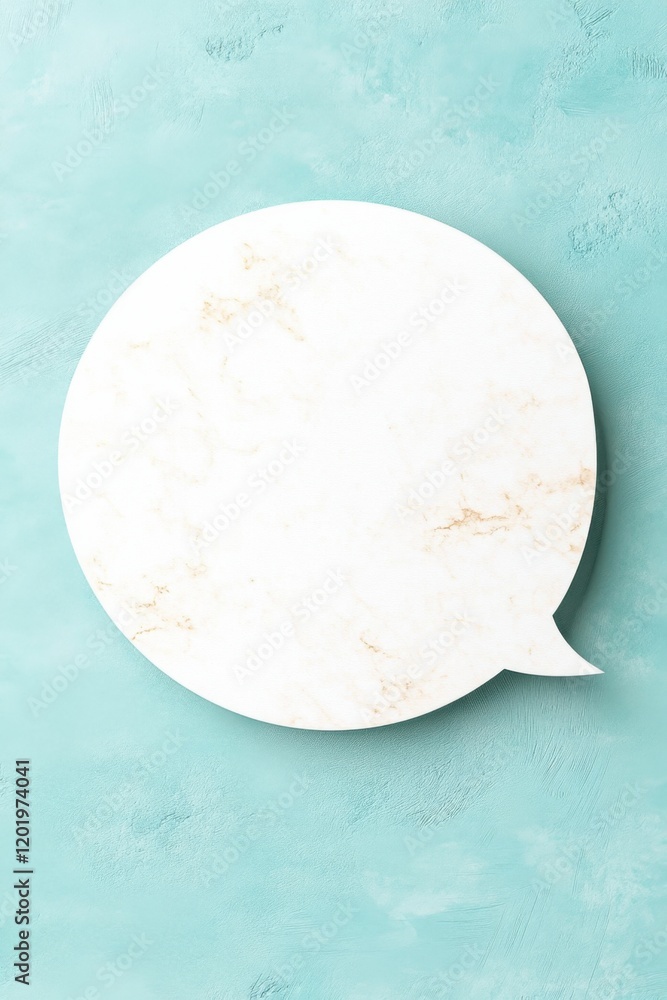 Poster minimalist design reflecting the silence of communication, featuring an empty speech bubble on a sof