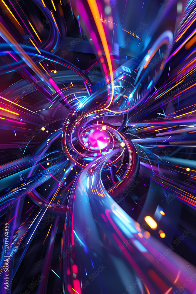 Poster capture the dynamic fusion of tech and dance in a hypnotic 3d rendering show intricate moves and neo