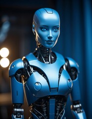 human-like robot model in blue