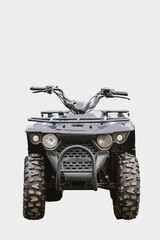 Black color ATV quad bike isolated on gray background