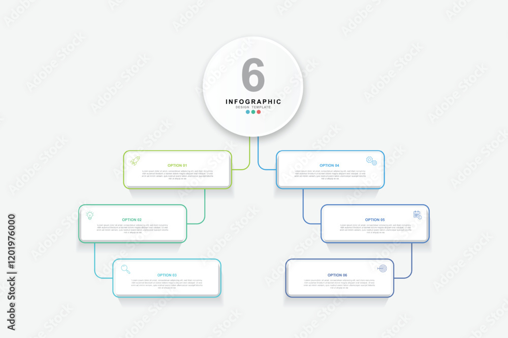 Poster infographic 6 options design elements for your business data. vector illustration