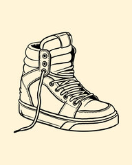 Sketch of high top worn sneaker