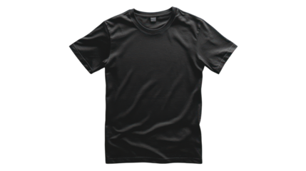 A sleek black t-shirt displayed on a neutral background, perfect for casual wear or as a base for trendy outfits. Ideal for fashion and retail.