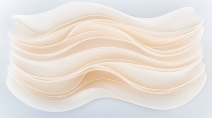 Obraz premium Cream Draped Fabric Waves Abstract - Soft, flowing cream fabric creates elegant waves, symbolizing serenity, fluidity, grace, calmness, and tranquility.