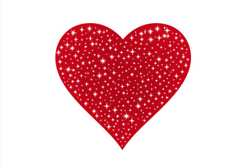 red heart composed of small, evenly spaced star shapes, creating a celestial and dreamy design, vector design isolated on white, very simple logo without shades