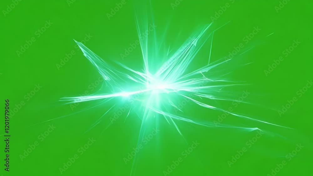 Poster luminous shards stretch and retract appearing alive and dynamic. green screen chromakey.