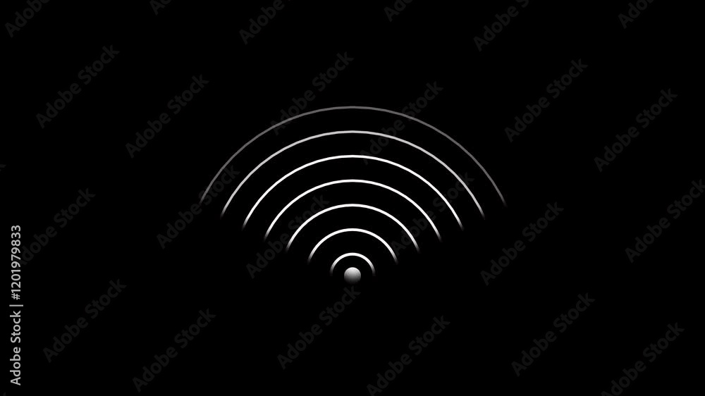 Poster wifi icon animation video. radio icon wi fi signal icon black background animation video on the disp