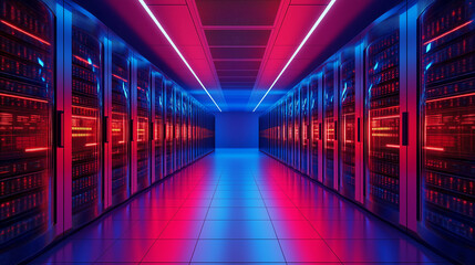Fototapeta premium Data security and privacy management server room digital information hub high-tech environment futuristic viewpoint