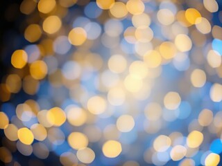 Obraz premium Abstract bokeh background with a blend of blue and gold light creating a mesmerizing and enchanting effect, glowing, backdrop