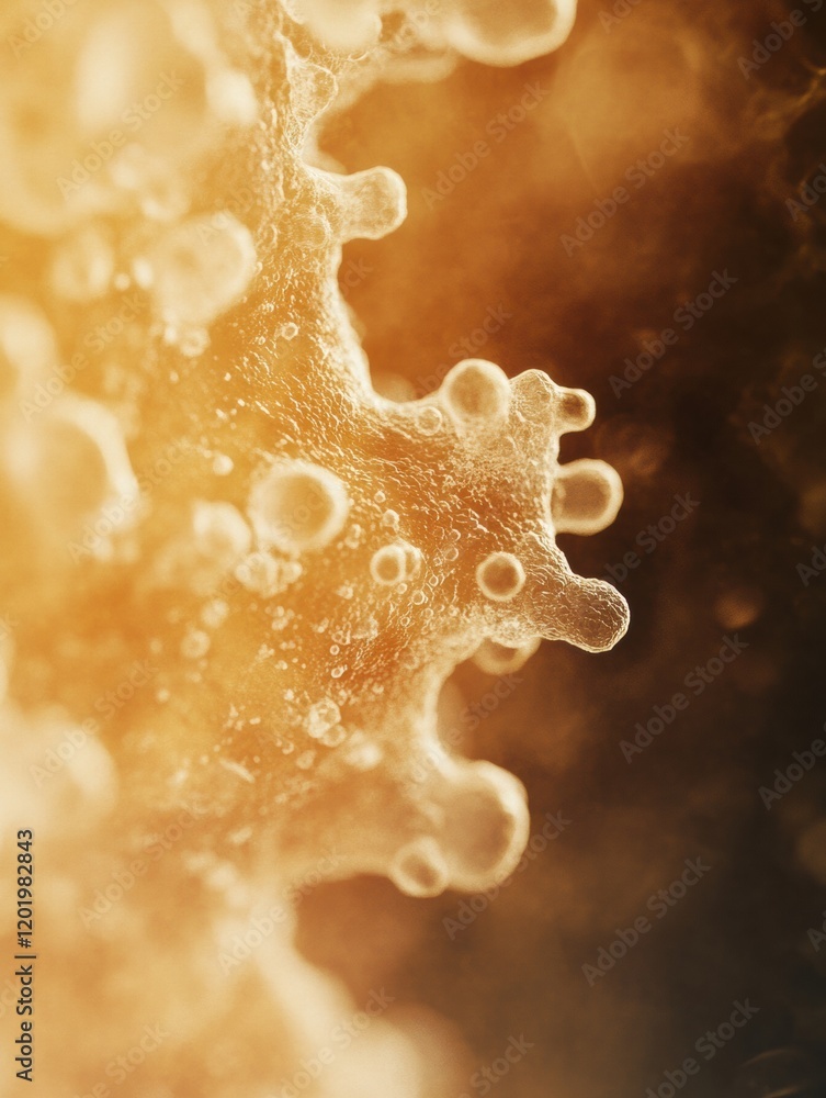 Aufkleber close up view of bacteria growth on a slice of bread or cheese in a kitchen environment under warm l