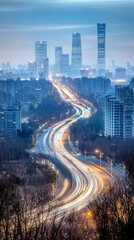 Fototapeta premium City Skyline Highway at Dusk