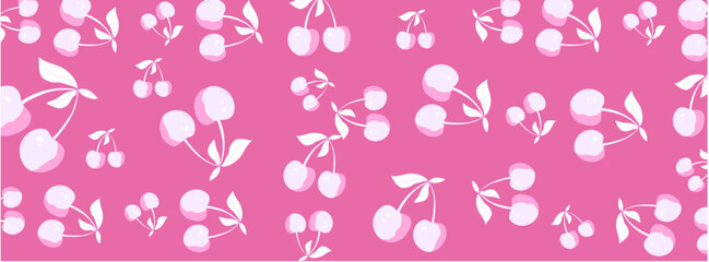 Playful Cartoon-Style Cherry Pattern for Kids&rsquo; Projects
