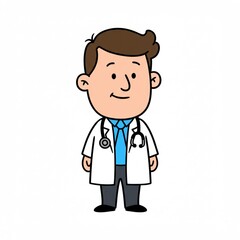 Friendly Cartoon Doctor Illustration Healthcare Professional Medical Worker Clinic Hospital
