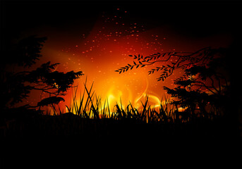 Forest Wildfire Silhouette