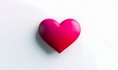 Fototapeta premium Pink heart shape, gradient, white background.