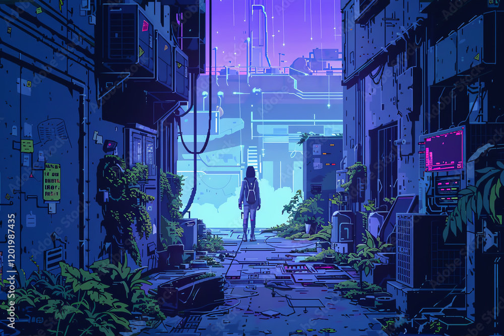 Poster experience a futuristic world with a twist - showcase advanced technologies blended with psychologic