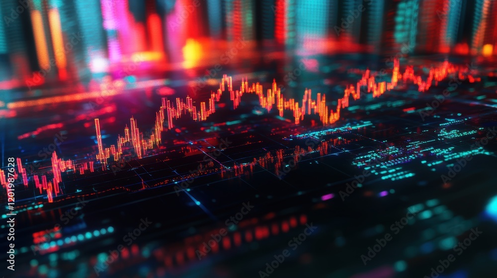 Poster close up of a stock chart displaying financial trends and market data analysis