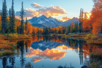 Colorful autumn foliage in San Dimas, Colorado with scenic mountain views