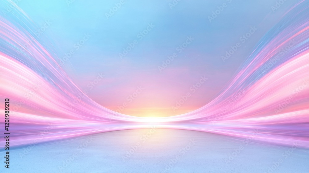 Poster cascading abstract data streams digital horizon visual art ethereal environment panoramic view conce