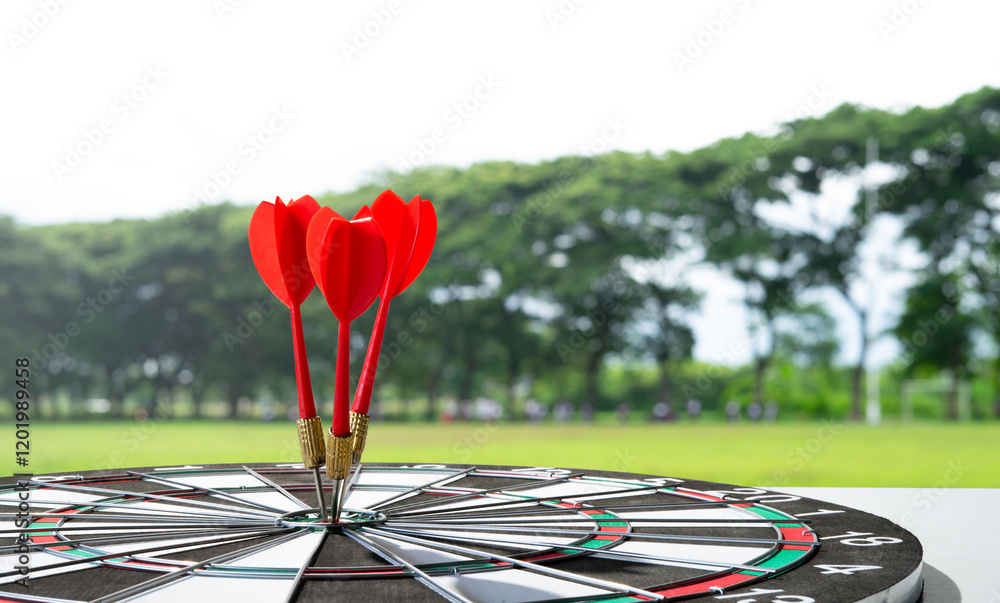 Poster arrows on target with playing field background